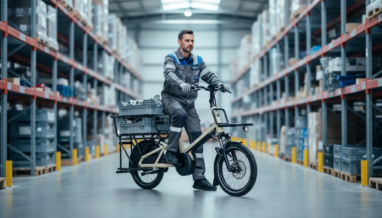 Bicicleta elétrica Bike Zone em contexto industrial
